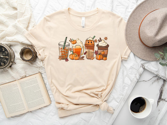 Fall Pumpkin Spice Coffee TShirt, Coffee Lovers Shirt - Mardonyx T-Shirt Soft Cream / S