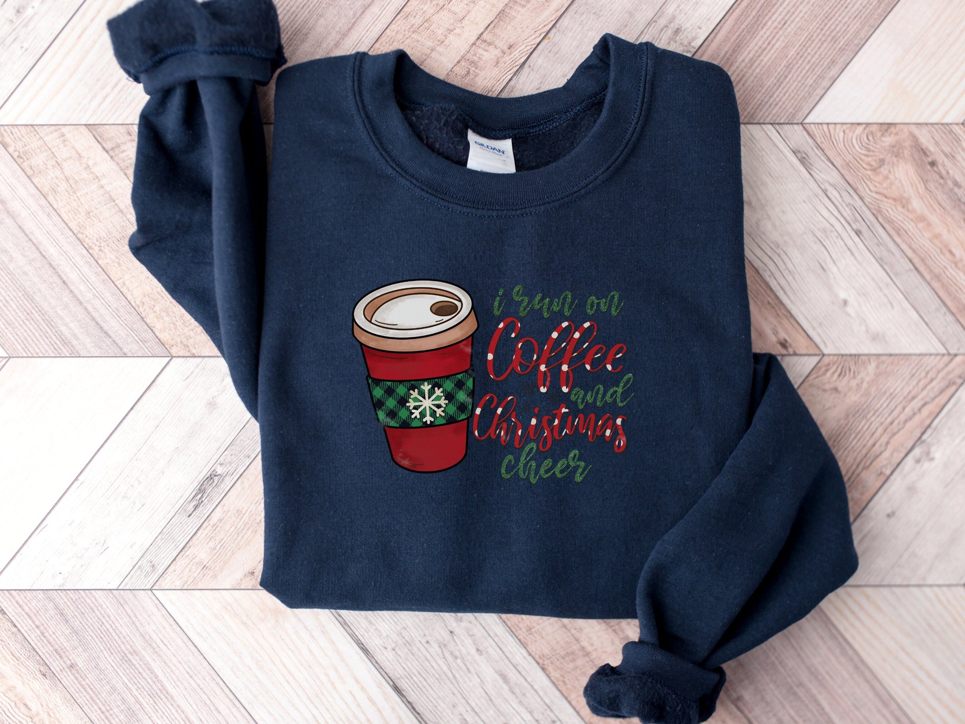 Christmas Coffee Sweatshirt, Christmas Women's Sweatshirt, Christmas Sweater, Christmas Crewneck, Winter Sweatshirt, Holiday Sweatshirt - Mardonyx Sweatshirt Military Green / S