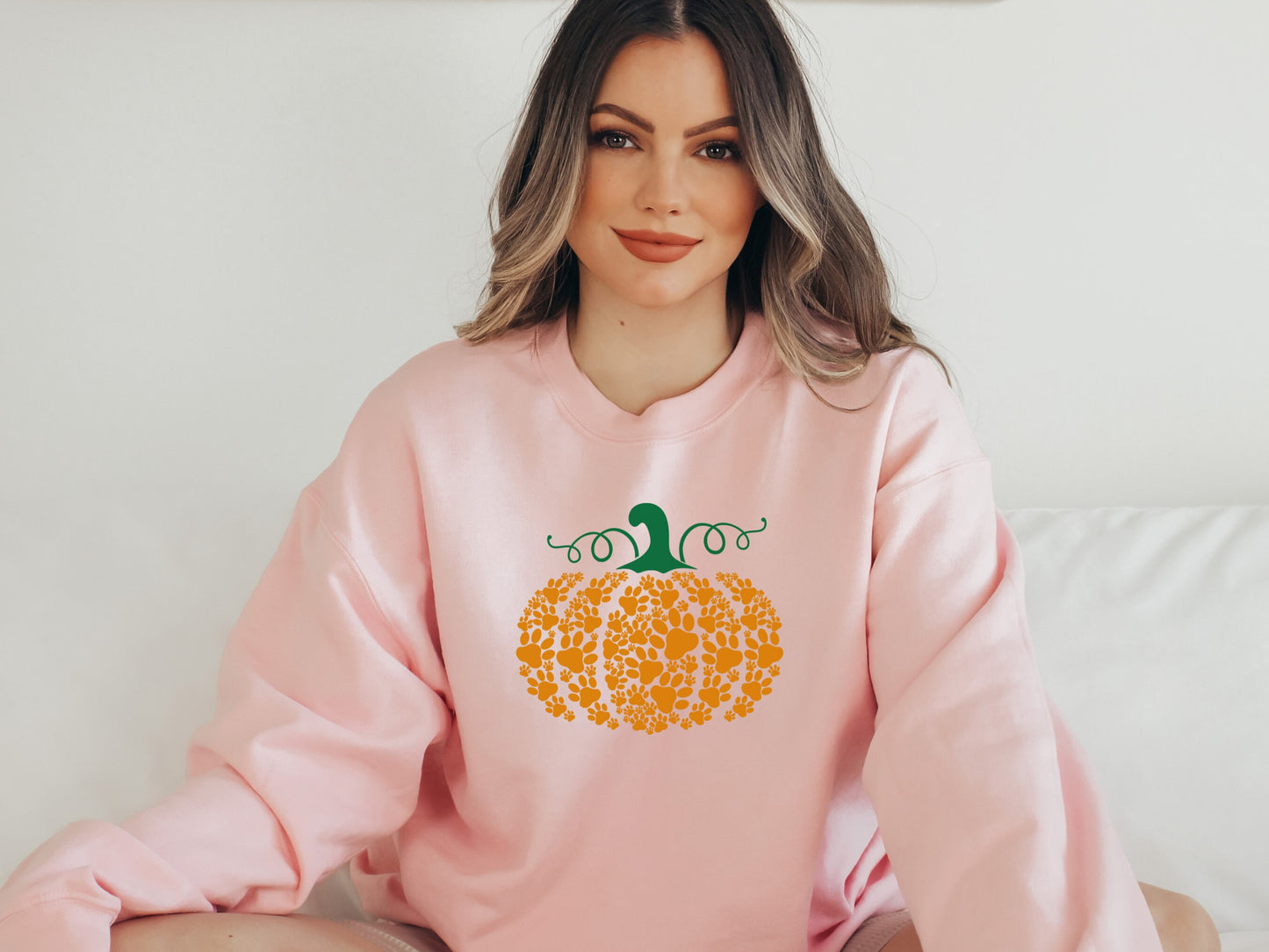 Paw Print Pumpkin Shirt, Halloween Dog Mom Sweatshirt