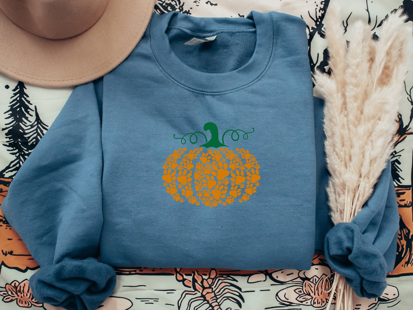 Paw Print Pumpkin Shirt, Halloween Dog Mom Sweatshirt