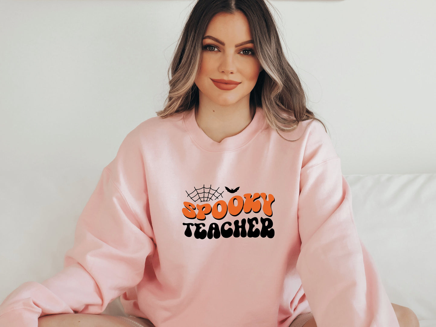 Spooky Teacher Spider Bat Halloween Sweatshirt