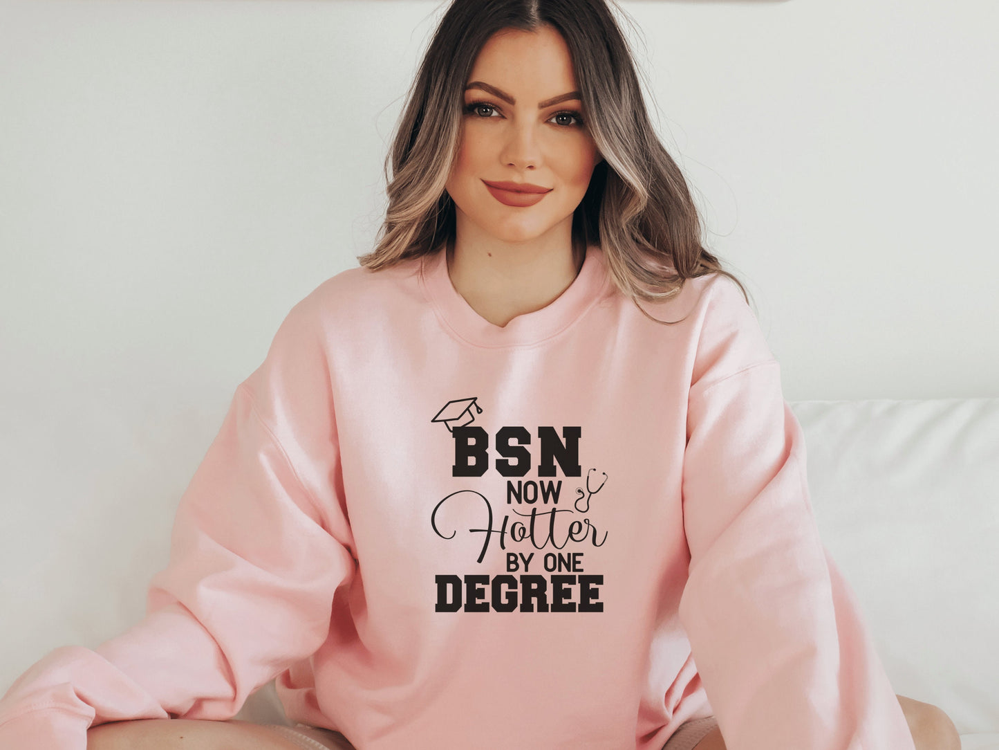 Bachelor Degree Nurse Shirt, BSN Shirt, BSN Sweatshirt - Mardonyx Sweatshirt Light Pink / S