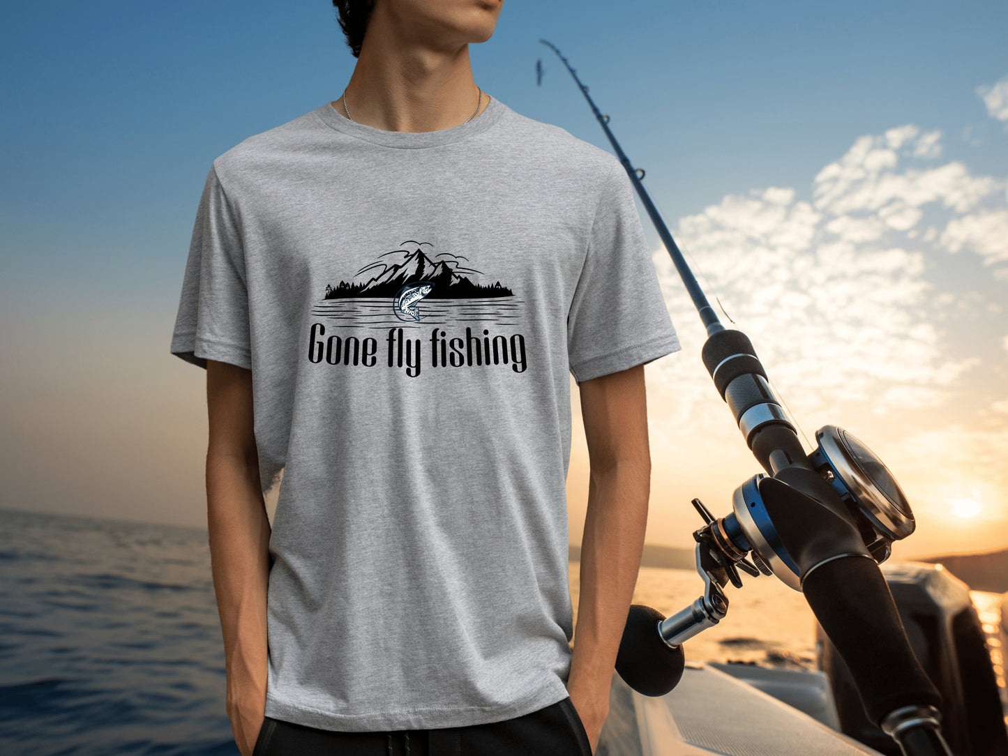 Fly Fishing Shirt, Fly Fishing Gifts for Men, Fly Fishing T-Shirt, Fishing T-Shirt, Gone Fly Fishing, Angler Shirt - Mardonyx T-Shirt Athletic Heather / S