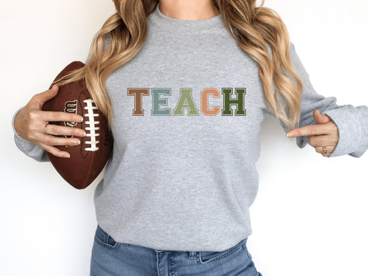 Collegiate Font Teacher Sweatshirt - Mardonyx Sweatshirt Sport Grey / S