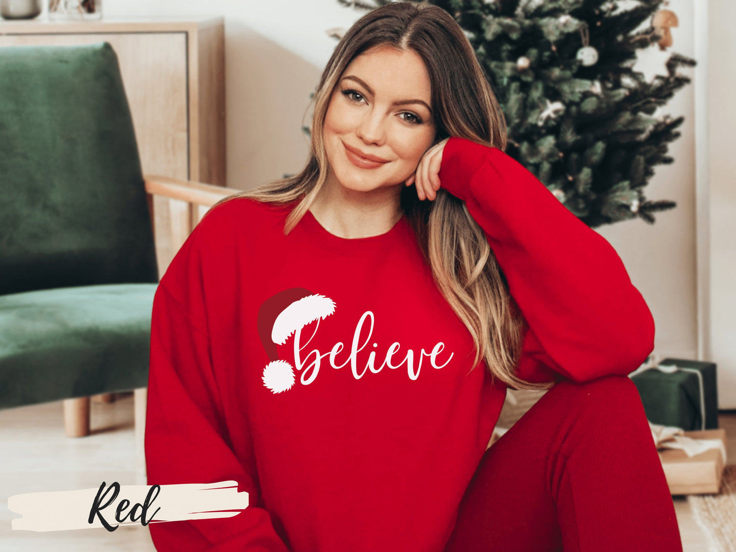 Believe Christmas Santa Hat Sweatshirt