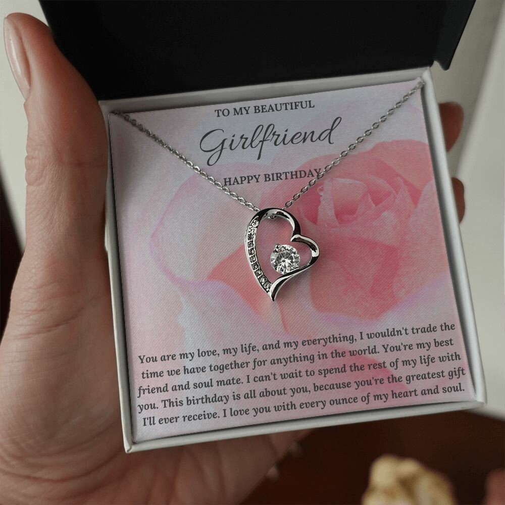 Girlfriend Birthday Gift, Happy Birthday Pendant Necklace, Birthday Gift for Girlfriend, Girlfriend Birthday, Girlfriend Necklace - Mardonyx Jewelry Luxury Box w/ LED