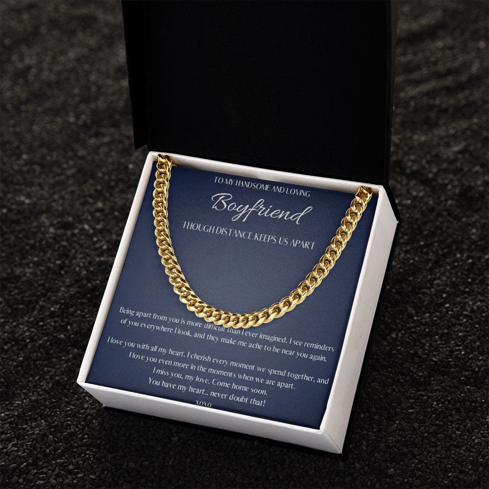 Boyfriend Long Distance Gift, Boyfriend Necklace Personalized, Boyfriend Necklace silver, Cuban Chain Necklace, Romantic Gift for Boyfriend - Mardonyx Jewelry