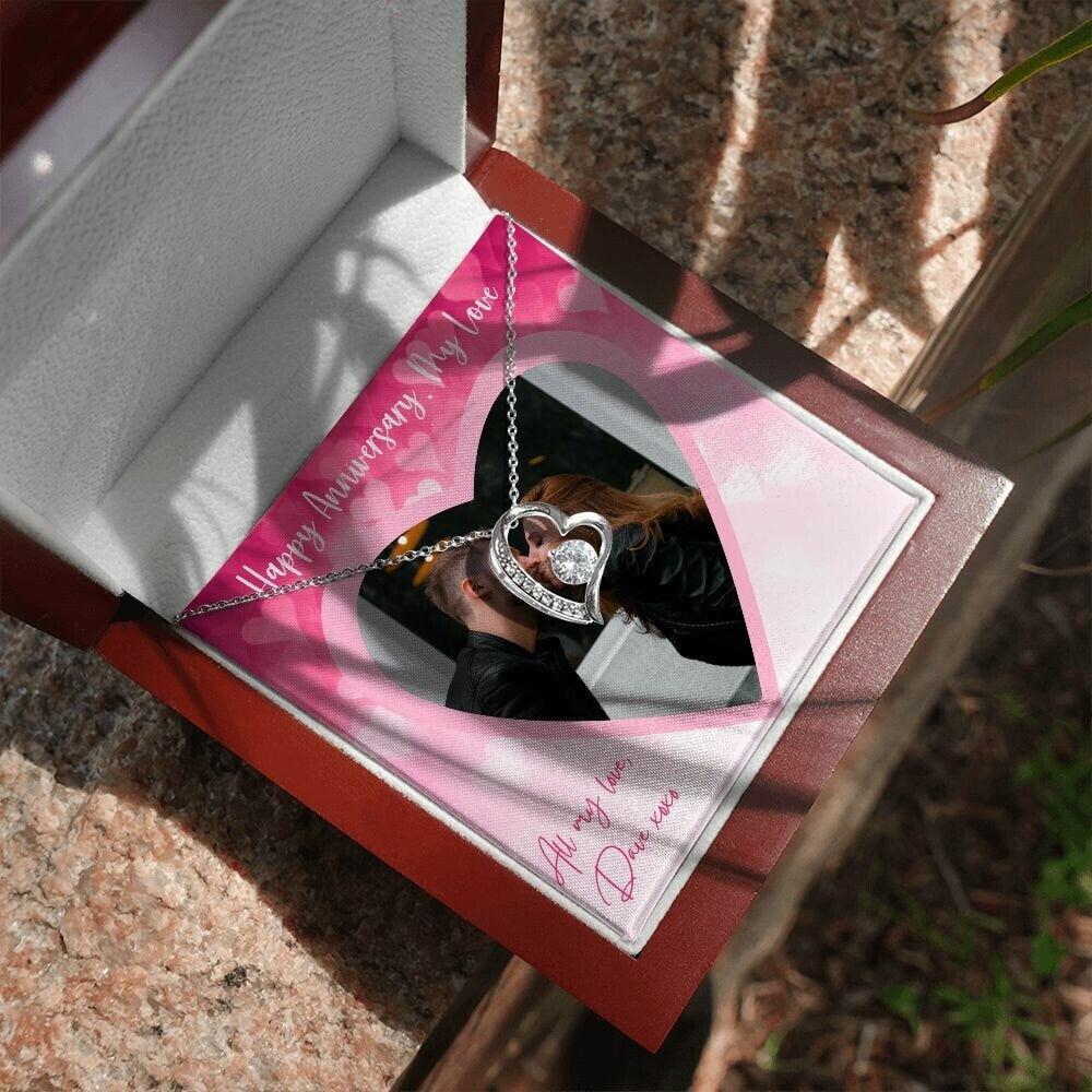 Personalized Message Card Jewelry, Happy Anniversary Personalized Message Card Necklace, Picture Message Card, Custom Message Necklace