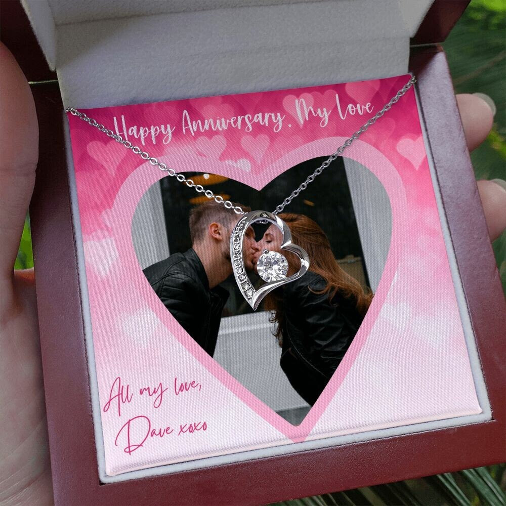 Personalized Message Card Jewelry, Happy Anniversary Personalized Message Card Necklace, Picture Message Card, Custom Message Necklace