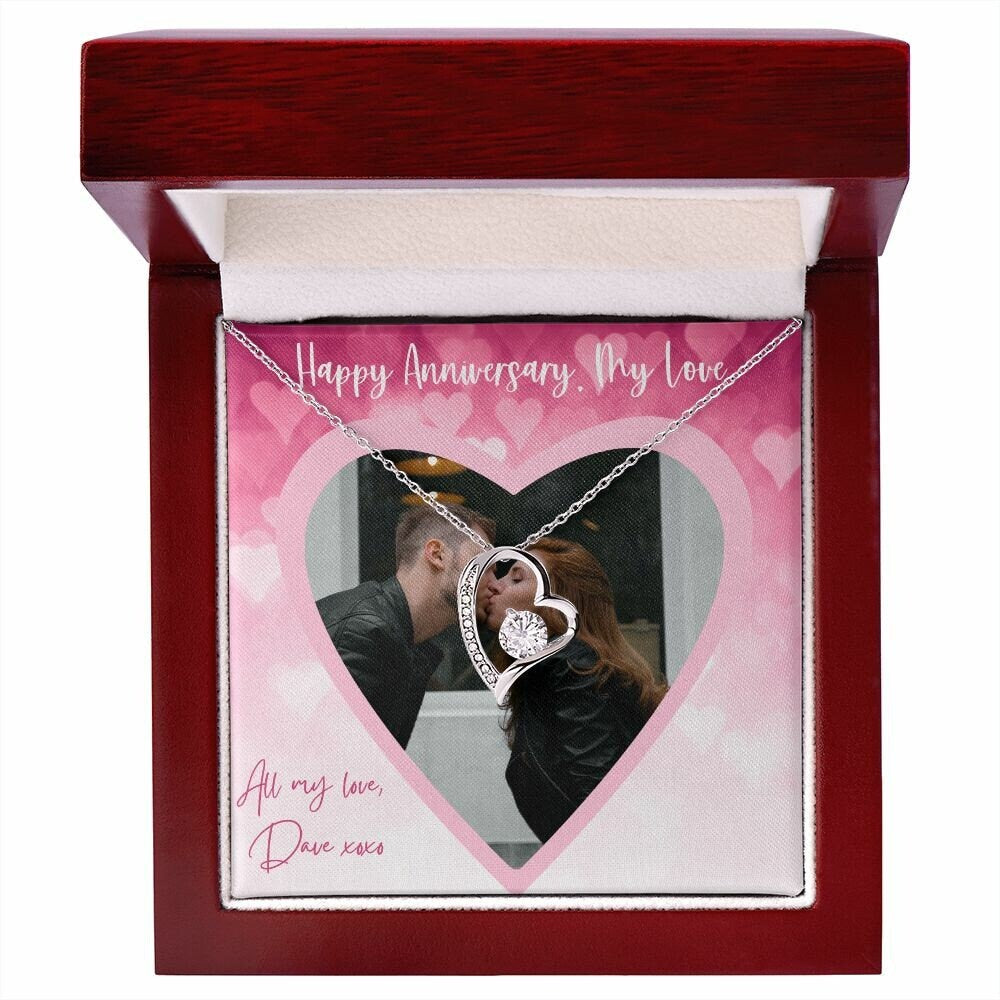 Personalized Message Card Jewelry, Happy Anniversary Personalized Message Card Necklace, Picture Message Card, Custom Message Necklace
