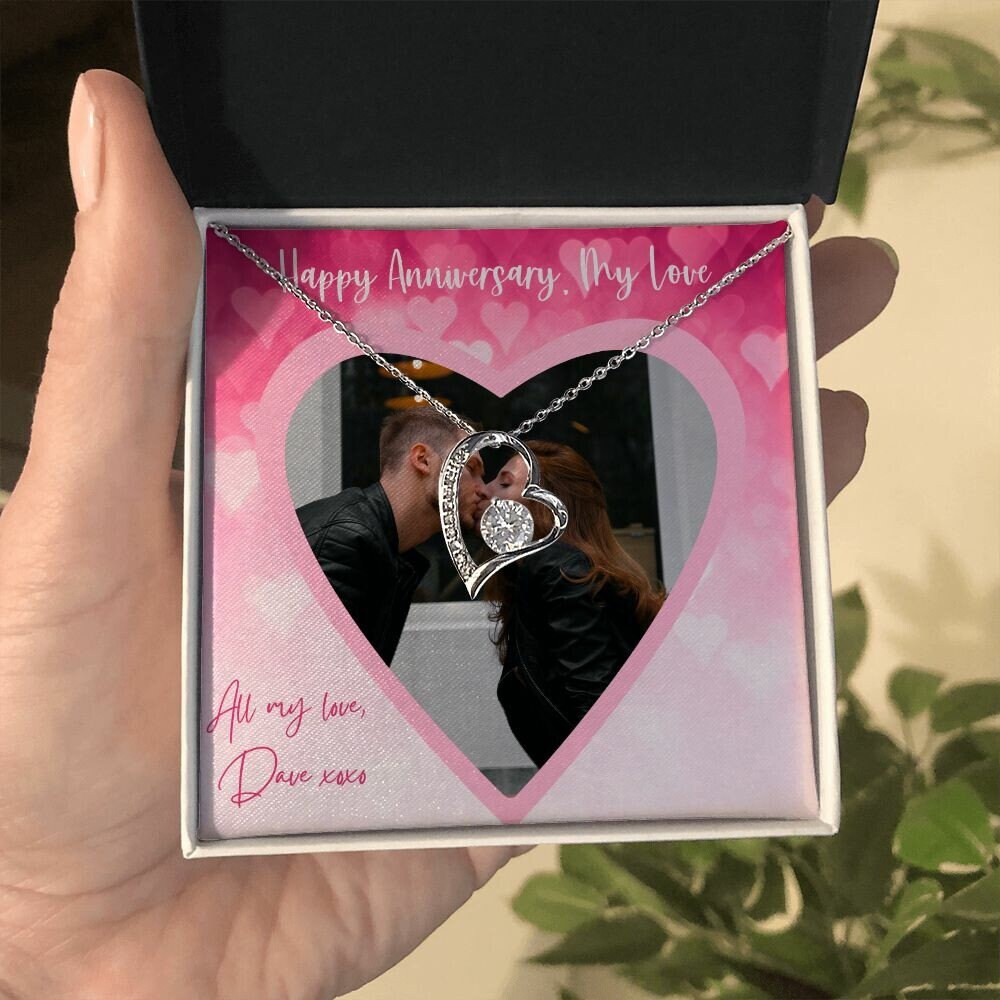 Personalized Message Card Jewelry, Happy Anniversary Personalized Message Card Necklace, Picture Message Card, Custom Message Necklace