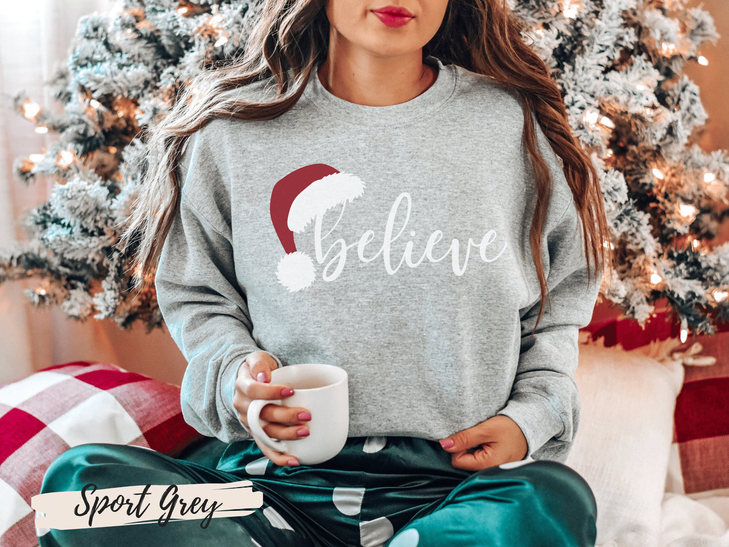 Believe Christmas Santa Hat Sweatshirt