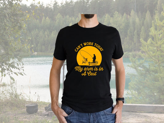 Can't Work Today My Arm Is In a Cast Funny Fishing T-Shirt - Mardonyx T-Shirt Black / S