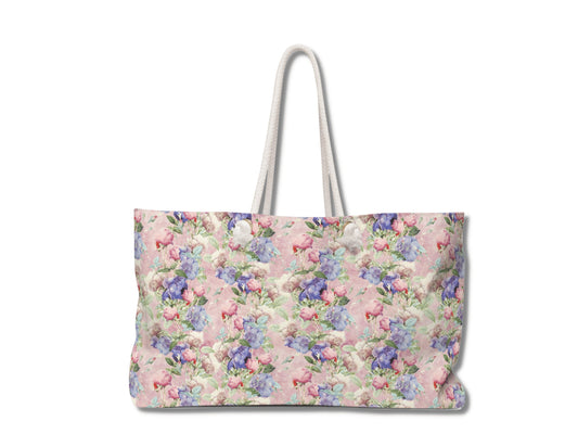Flower Tote Bag, Floral Weekend Tote Bag with Rope Handles, Womens Weekender Bag - Mardonyx