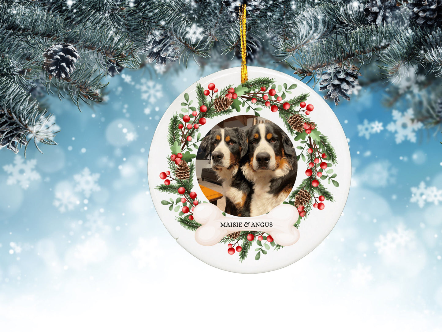 Personalized Pet Ornament, Custom Dog Christmas Ornament, Pet Memorial Ornament, Cat Christmas Photo Ornament, Pet Portrait Name Gift