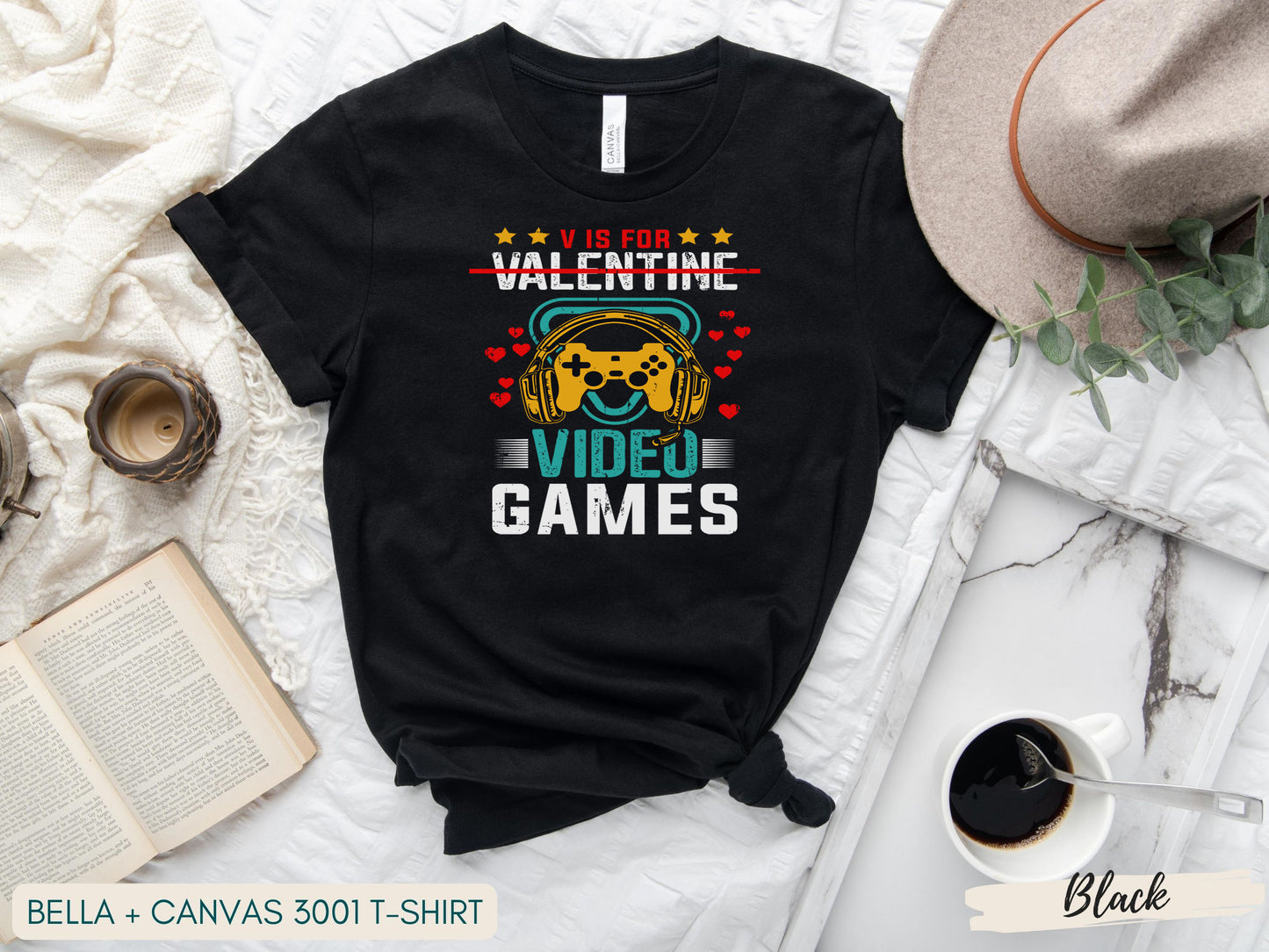 Video Games Gift, Video Game Shirt, V is For Video Games Funny Valentines Day Shirt T-Shirt, Video Game Valentine Shirt