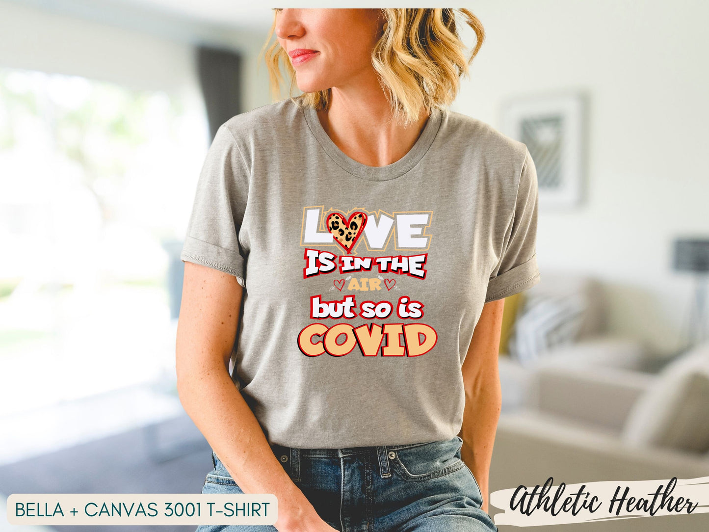 Funny Valentines Day Shirt, Love is in the Air But So is Covid Shirt, Long Sleeve, Short Sleeve Sweatshirt, Nurse Valentine Shirt