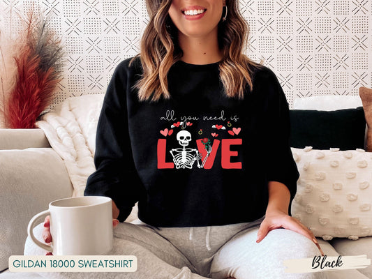 Funny All You Need Is Love Gothic Valentine Shirt, Gothic Valentine's Day Gift, Goth Valentines Gift,Anti Valentine's Day Shirt - Mardonyx T-Shirt