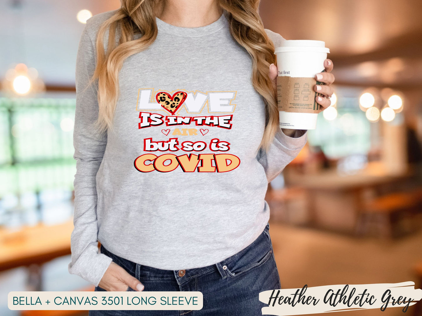 Funny Valentines Day Shirt, Love is in the Air But So is Covid Shirt, Long Sleeve, Short Sleeve Sweatshirt, Nurse Valentine Shirt - Mardonyx Sweatshirt