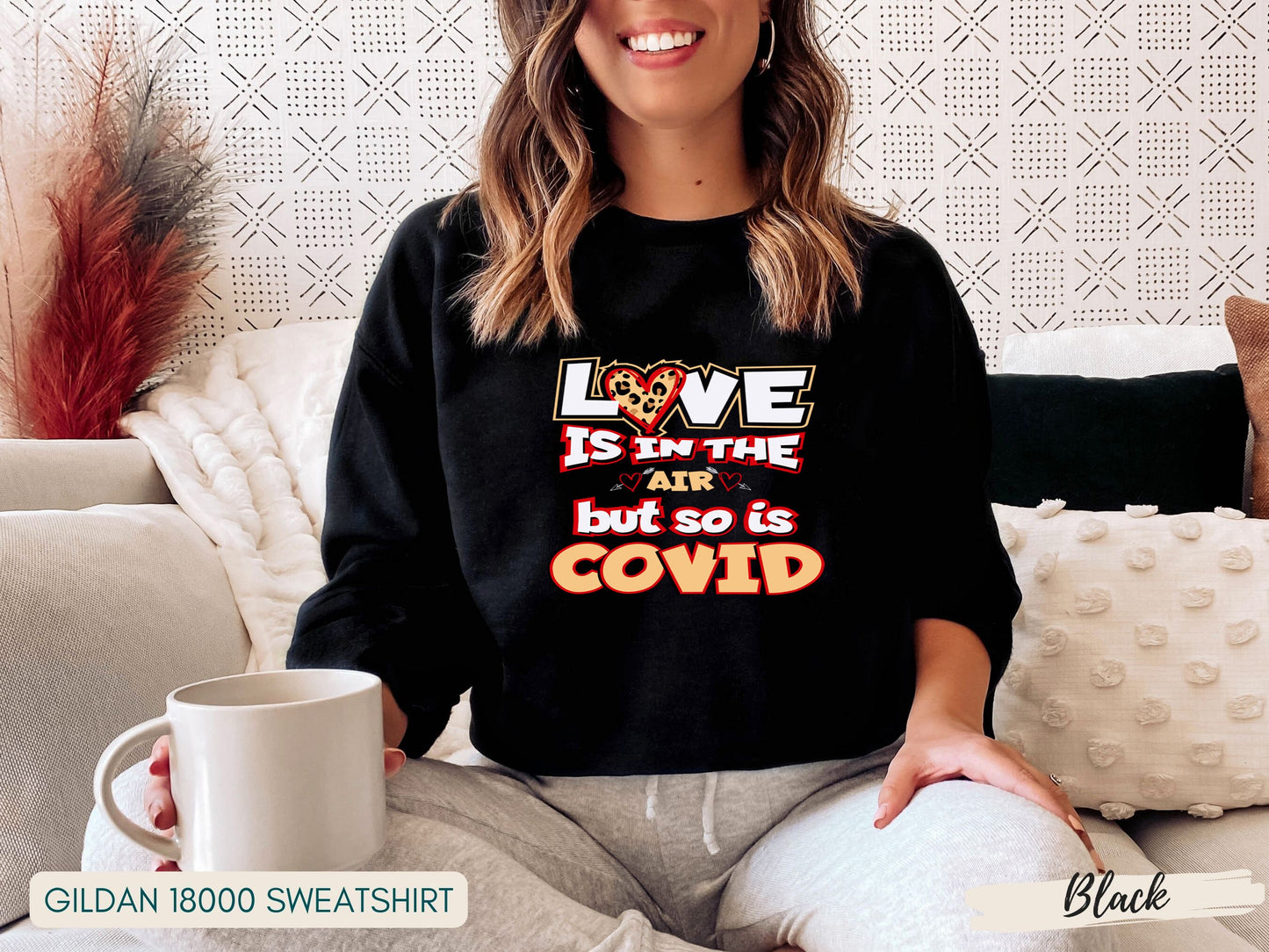 Funny Valentines Day Shirt, Love is in the Air But So is Covid Shirt, Long Sleeve, Short Sleeve Sweatshirt, Nurse Valentine Shirt