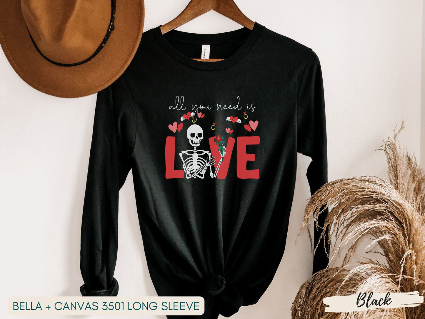 Funny All You Need Is Love Gothic Valentine Shirt, Gothic Valentine's Day Gift, Goth Valentines Gift,Anti Valentine's Day Shirt