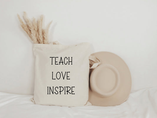 Teacher Tote Bag, Teach Love Inspire Teacher Tote Bag, Teacher Tote Bag for School