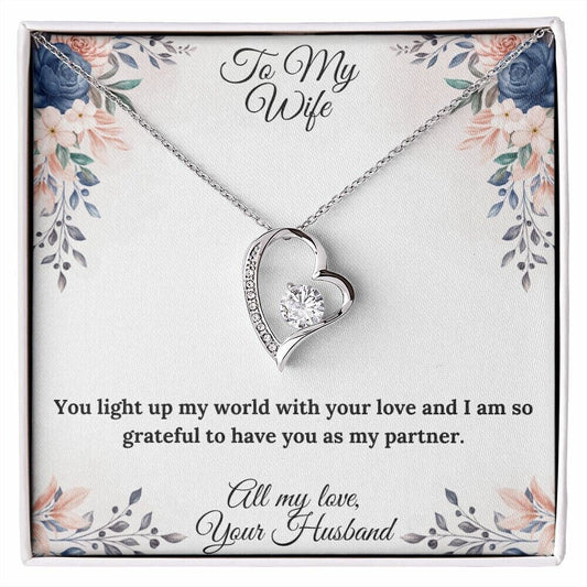 Personalized Valentine Necklace, You Light Up My World Love Heart Necklace, To My Wife Sentimental Gift , Valentine Gift For Wife