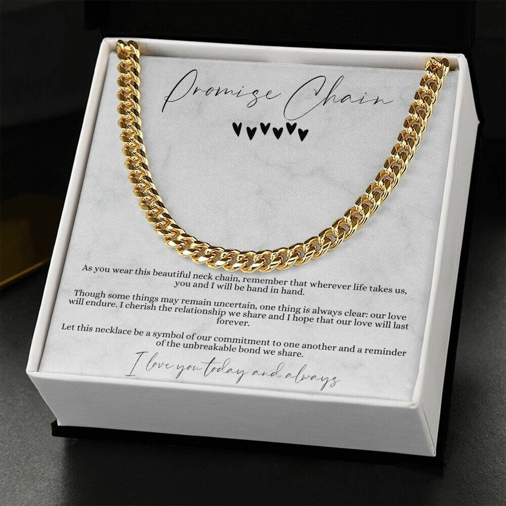 Promise Necklace, Cuban Link Chain Necklace for Him, Promise Gift for Him, Thick Chain Necklace, Curb Chain Necklace, Cuban Chain