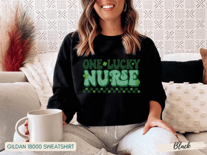 Nurse St Patricks Day Shirt, St Patricks Day Lucky Nurse Shirt, Nurse Lucky Green Shamrock, Retro Nurse Shirt