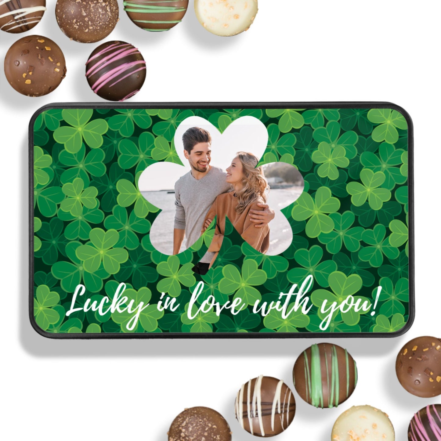 Personalized St. Patricks Day Chocolate Truffles, Custom Photo Chocolate Box, Irish Gifts for Her, Irish Gifts for Men, Saint Patricks Day