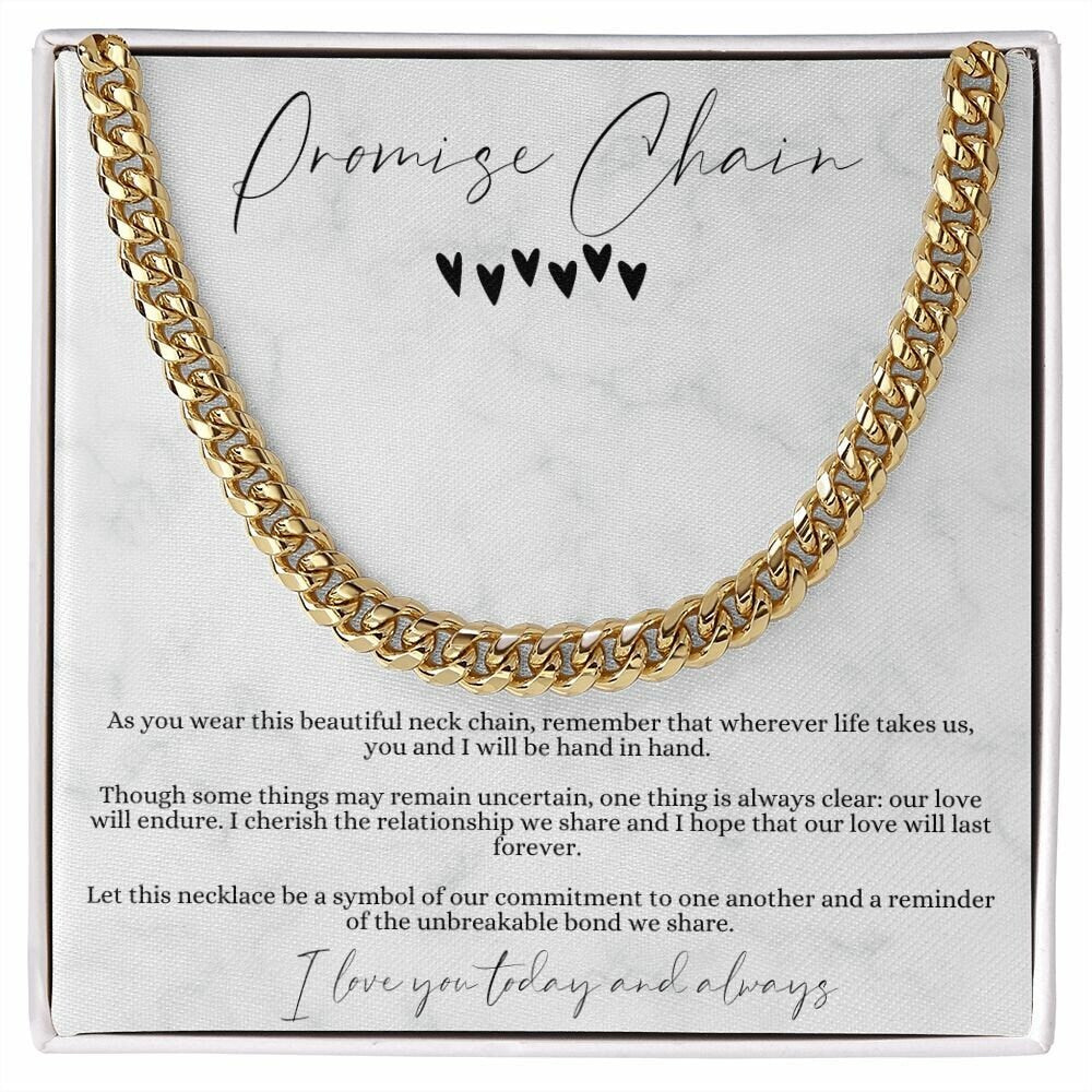 Promise Necklace, Cuban Link Chain Necklace for Him, Promise Gift for Him, Thick Chain Necklace, Curb Chain Necklace, Cuban Chain