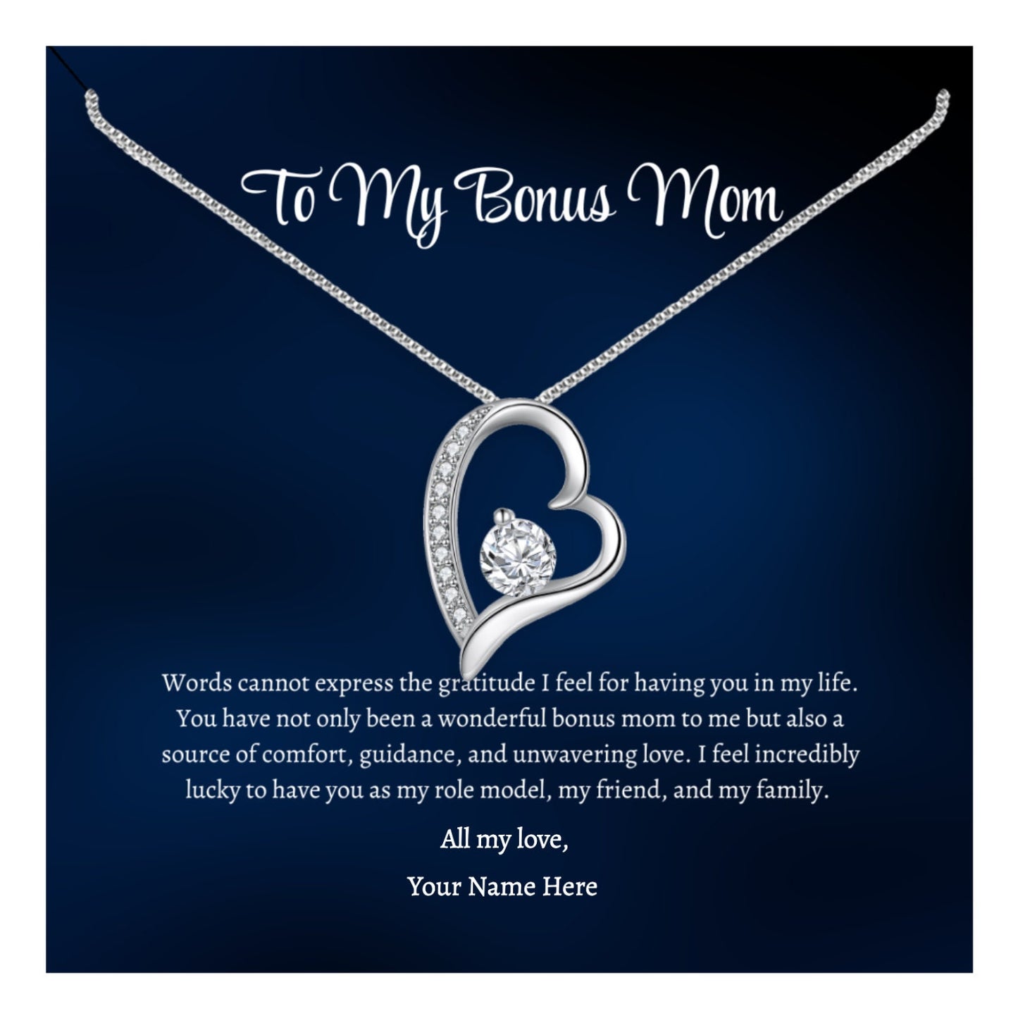 Bonus Mom Necklace, Bonus Mom Gift, Step Mom Gift, Second Mom Gift, Stepmom Wedding Gift from the Groom, Bonus Mom Gift from Bride