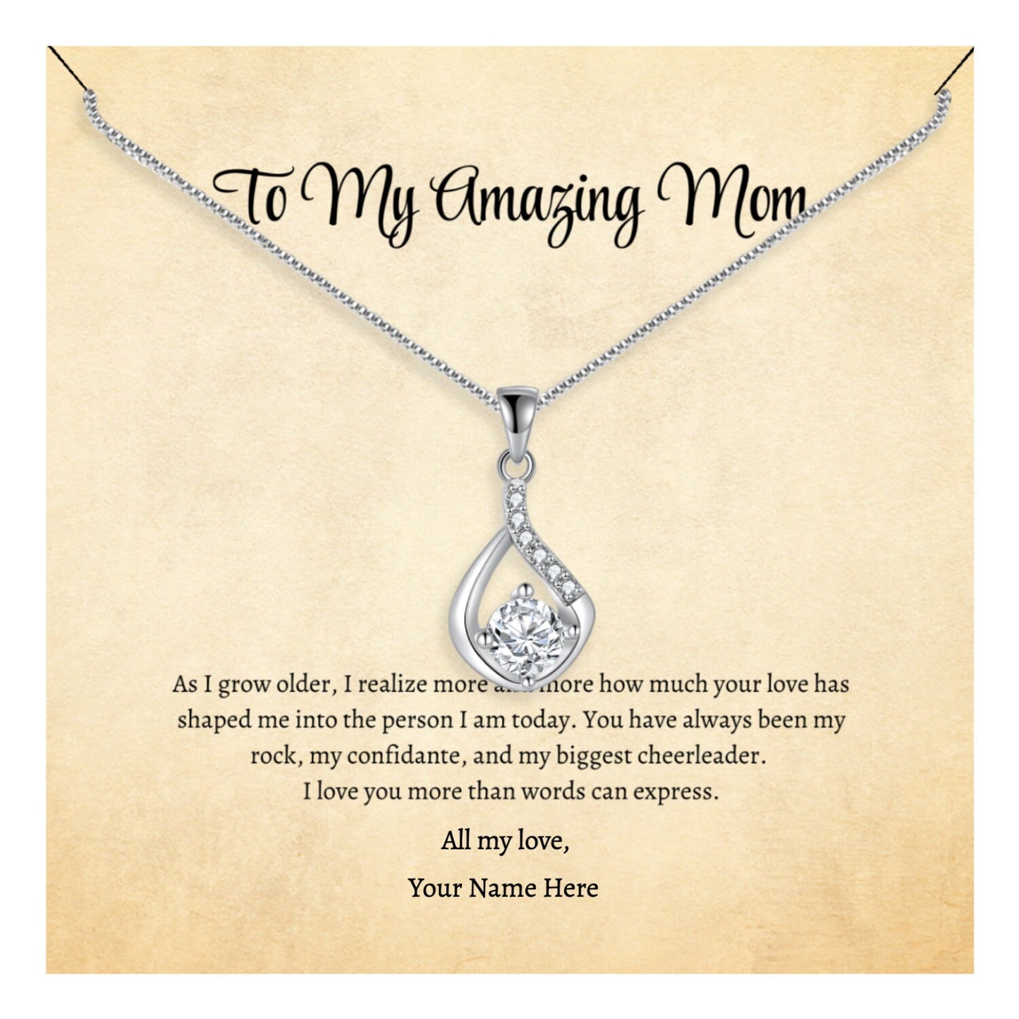 Necklace for Mom, Mom Necklace, Gift for Mom, Mama Necklace, To My Mom Necklace, Mommy Necklace, Necklace with Message Card