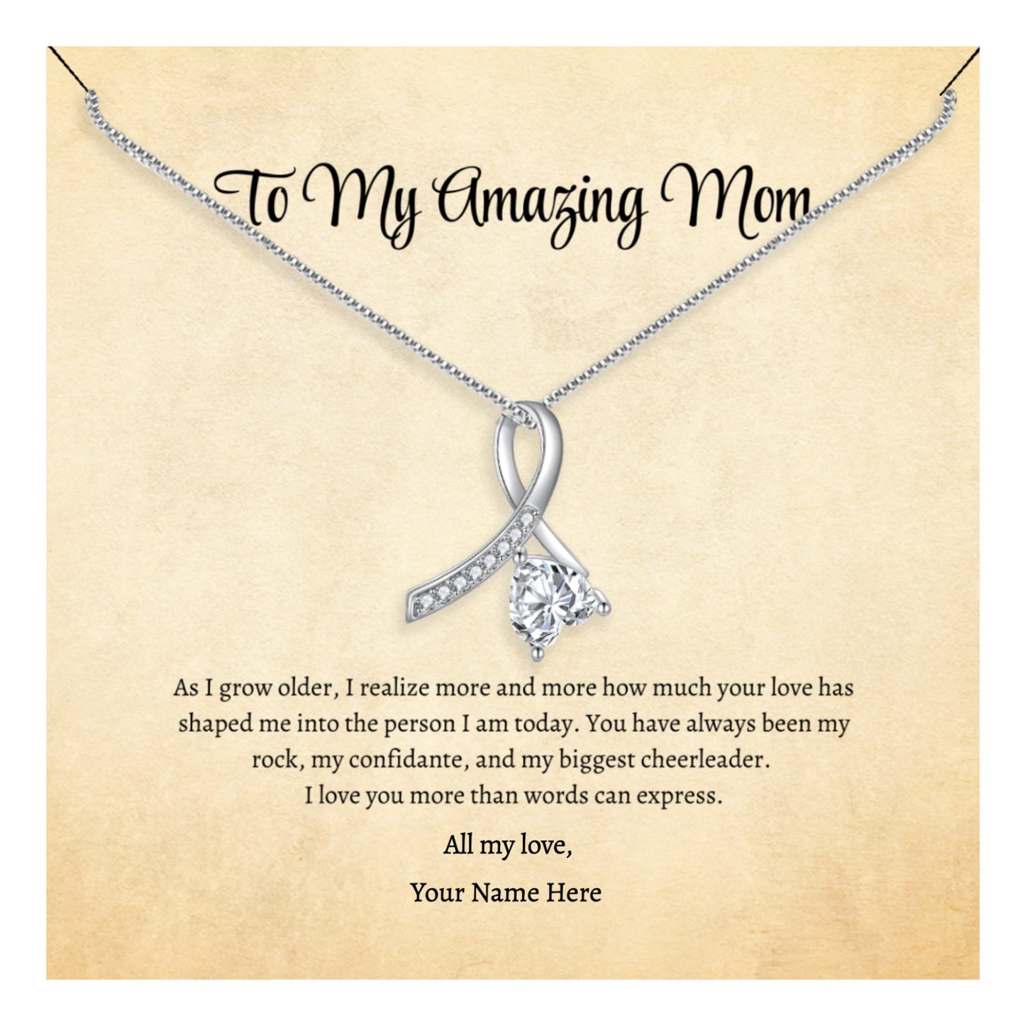 Necklace for Mom, Mom Necklace, Gift for Mom, Mama Necklace, To My Mom Necklace, Mommy Necklace, Necklace with Message Card
