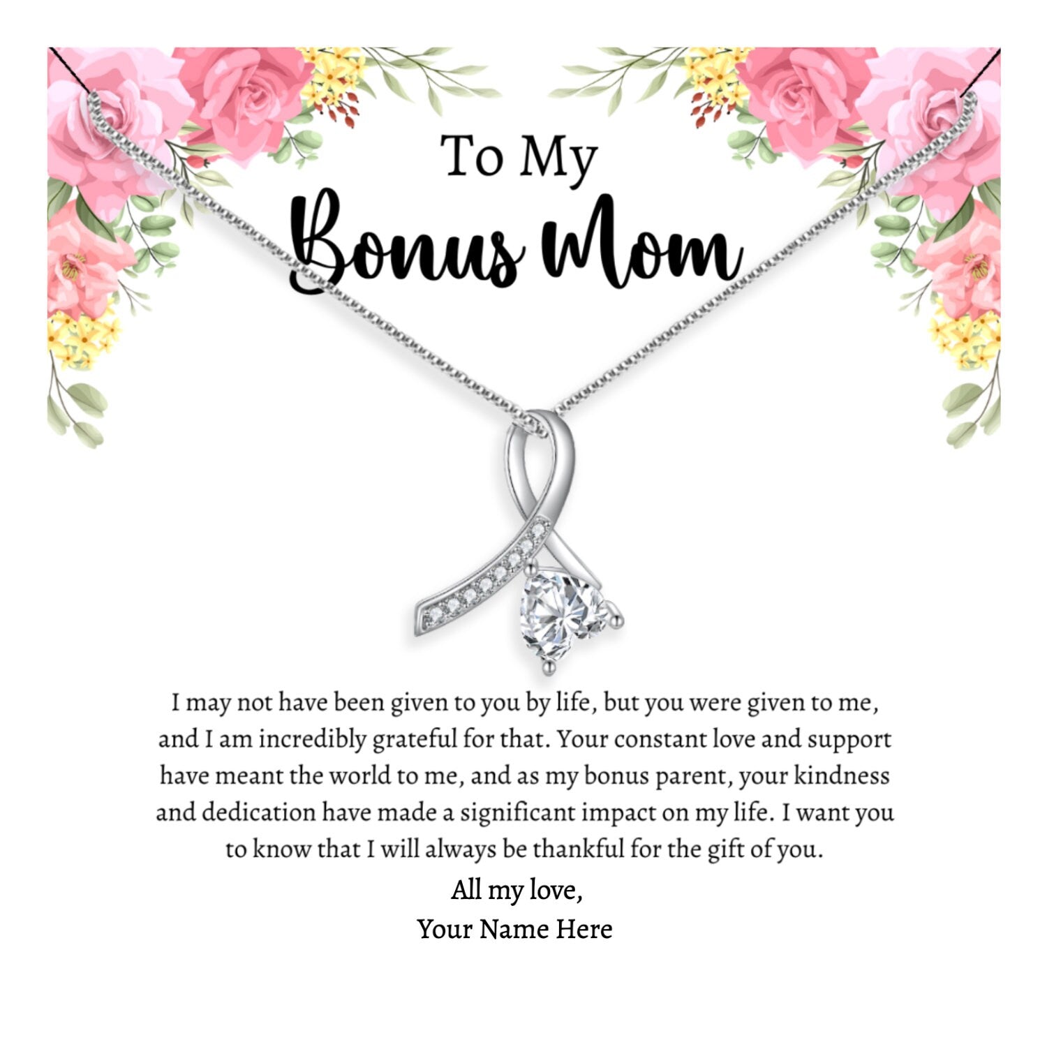 Bonus Mom Gift From Bride, Stepmom Wedding Gift From The Groom, StepMom Necklace, Bonus Mom Necklace, Bonus Mom Wedding Gift, Bonus Mom Gift - Mardonyx Jewelry Love Drop