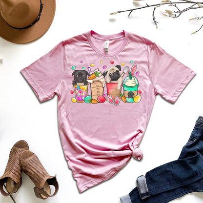 Easter Pug T-Shirt, Pug Lover Shirt, Easter Gift for Pug Mom, Gift From Dog, Womens Easter Shirt, Pug Lover Gift, Pug Mama Shirt - Mardonyx T-Shirt Pink / XS