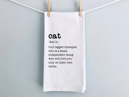 Funny Kitchen Towel, Cat Definition Towel, Flour Sack Towel, Gift for Cat Lover, Cat Mom Gift, Valentine Cat Decor, Cat Therapy - Mardonyx