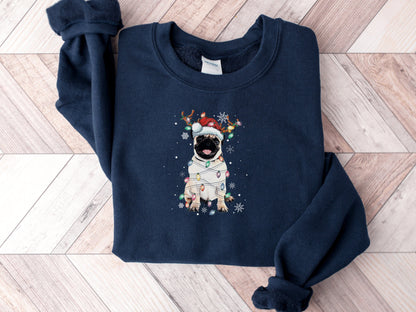 Funny Santa Pug Christmas Sweatshirt - Mardonyx Sweatshirt Navy / S