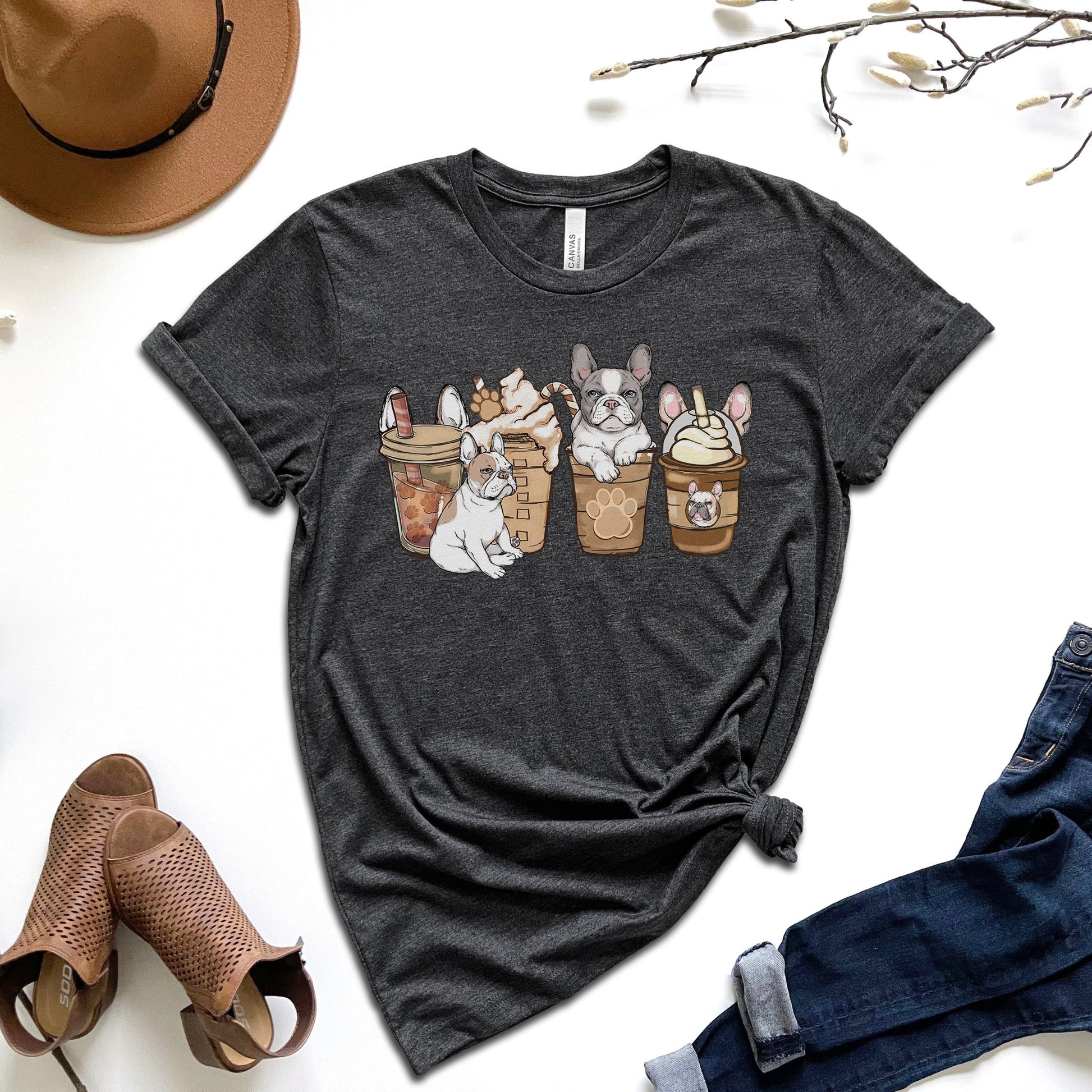 French Bulldog Coffee Lover T-Shirt French Bulldog Gift Frenchie Mom Shirt Mother's Day Gift Frenchie Lover Gift - Mardonyx T-Shirt