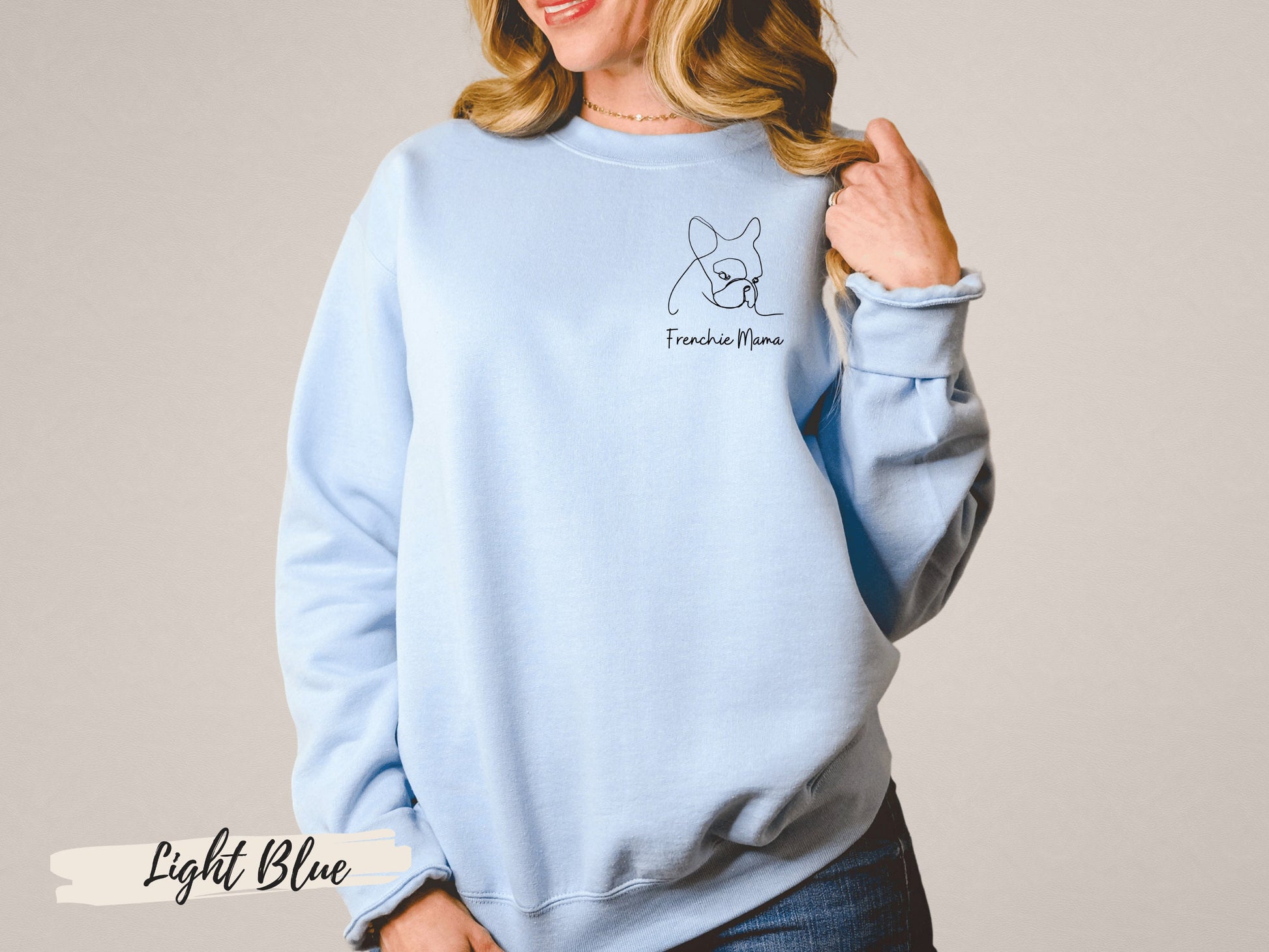 Frenchie Mama Pocket Sweatshirt, French Bulldog Shirt, Frenchie Mom, Bulldog Mom, Dog Mom Shirt, Gift for Frenchie Lover, Personalized Gift - Mardonyx Sweatshirt White