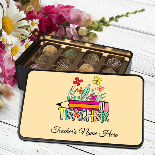 Gift for Teacher, Chocolate Truffle Box, Keepsake Tin, Personalized Teacher Gift, Teacher Appreciation Gift - Mardonyx Candy