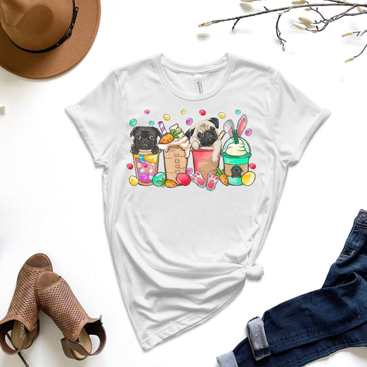 Easter Pug T-Shirt, Pug Lover Shirt, Easter Gift for Pug Mom, Gift From Dog, Womens Easter Shirt, Pug Lover Gift, Pug Mama Shirt - Mardonyx T-Shirt White / XS
