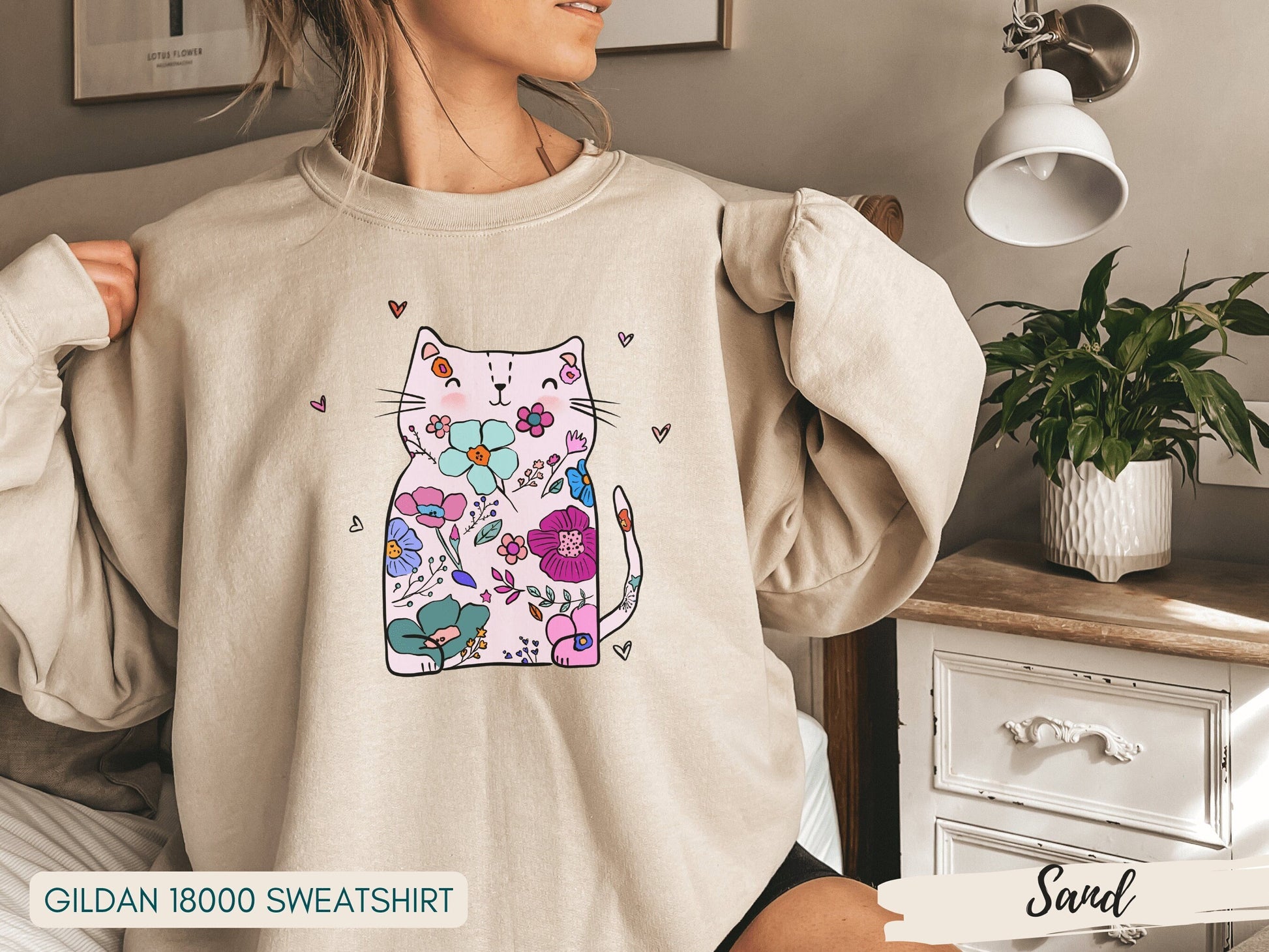 Cat Sweatshirt for Women, Cute Cat Sweatshirt, Cat Lover Sweatshirt, Funny Valentines Day Sweater, Cat Mom Sweatshirt - Mardonyx Sweatshirt