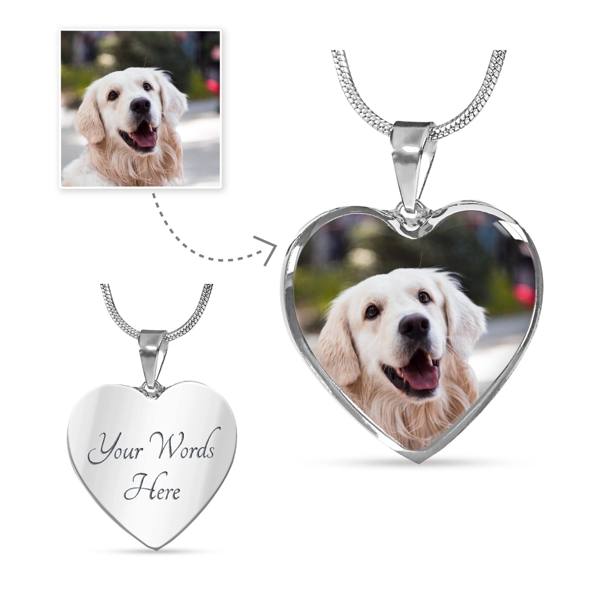 Dog Memorial Gift Pet Personalized Gifts for Her Pet Memorial Necklace for Dog Mom Pet Charm Remembrance Jewelry for Women - Mardonyx Jewelry Luxury Necklace (.316 Surgical Steel)