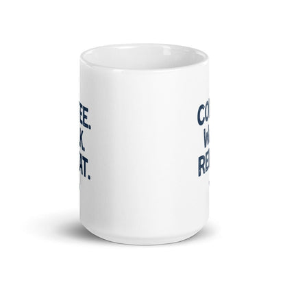 Coffee Walk Repeat White Ceramic Mug, Funny Dog Lover Gift, Dog Dad Coffee Cup - Mardonyx Mug