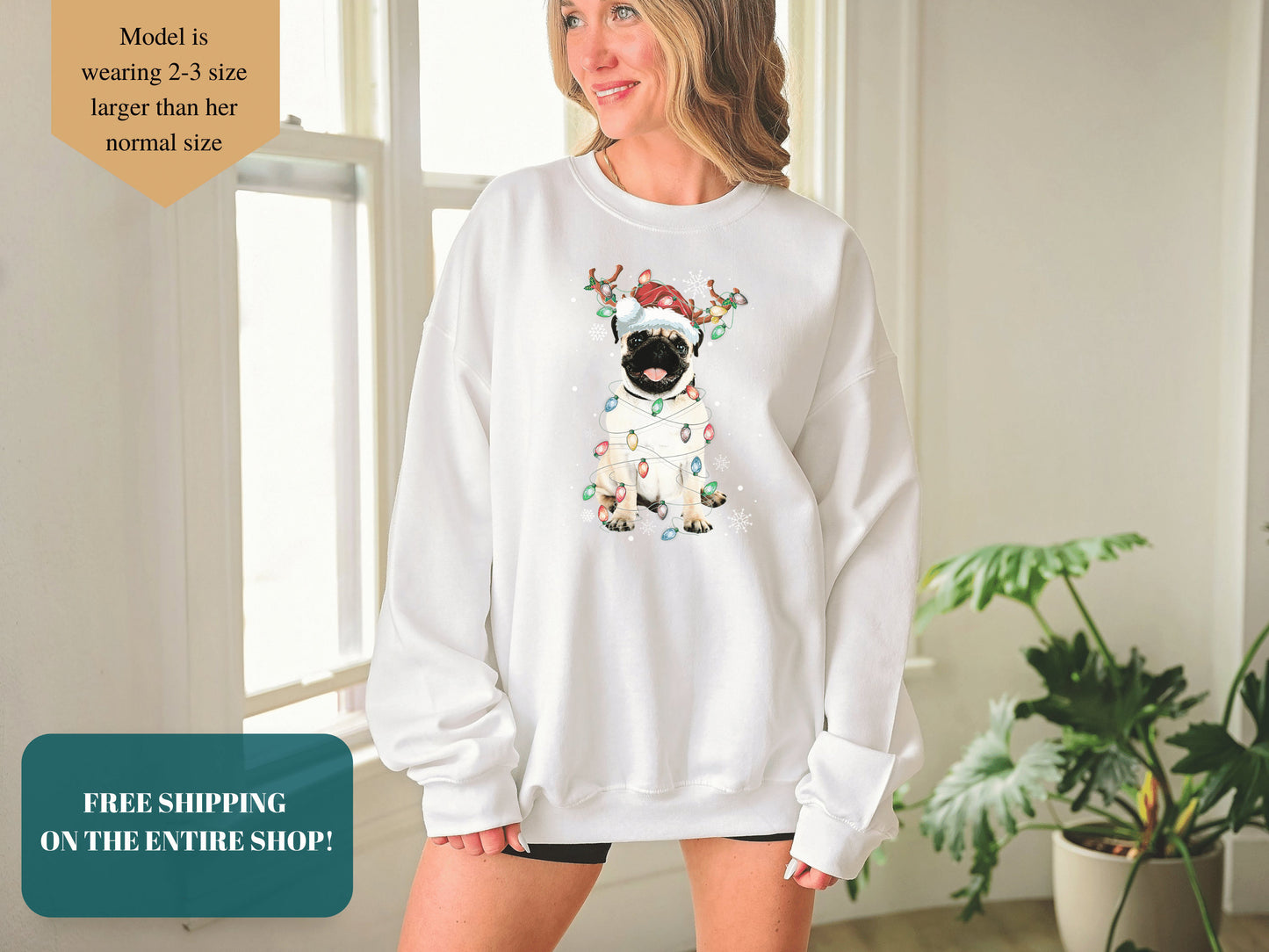 Funny Santa Pug Christmas Sweatshirt - Mardonyx Sweatshirt White / S