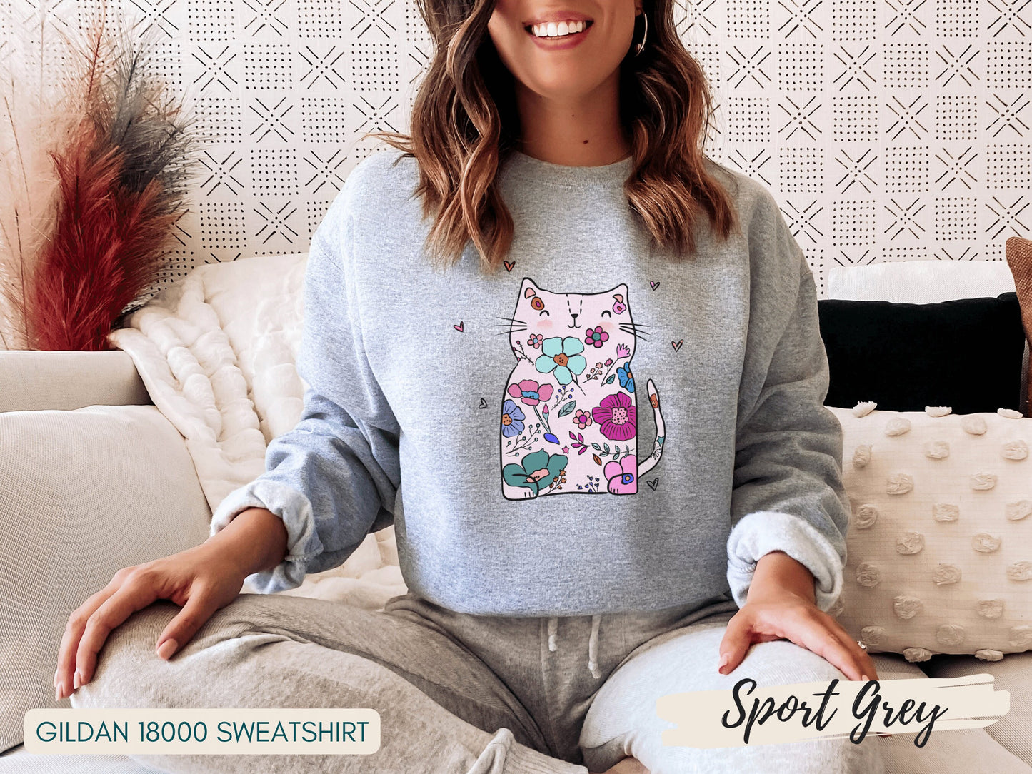 Cat Sweatshirt for Women, Cute Cat Sweatshirt, Cat Lover Sweatshirt, Funny Valentines Day Sweater, Cat Mom Sweatshirt - Mardonyx Sweatshirt S - Sweatshirt / White