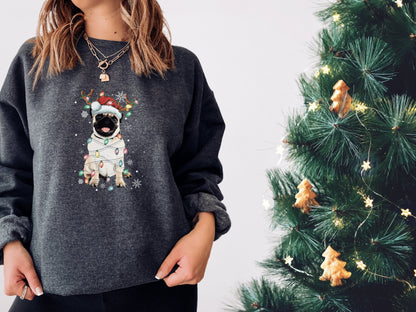 Funny Santa Pug Christmas Sweatshirt - Mardonyx Sweatshirt Dark Heather / S
