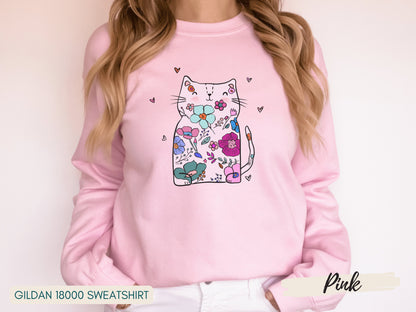 Cat Sweatshirt for Women, Cute Cat Sweatshirt, Cat Lover Sweatshirt, Funny Valentines Day Sweater, Cat Mom Sweatshirt - Mardonyx Sweatshirt