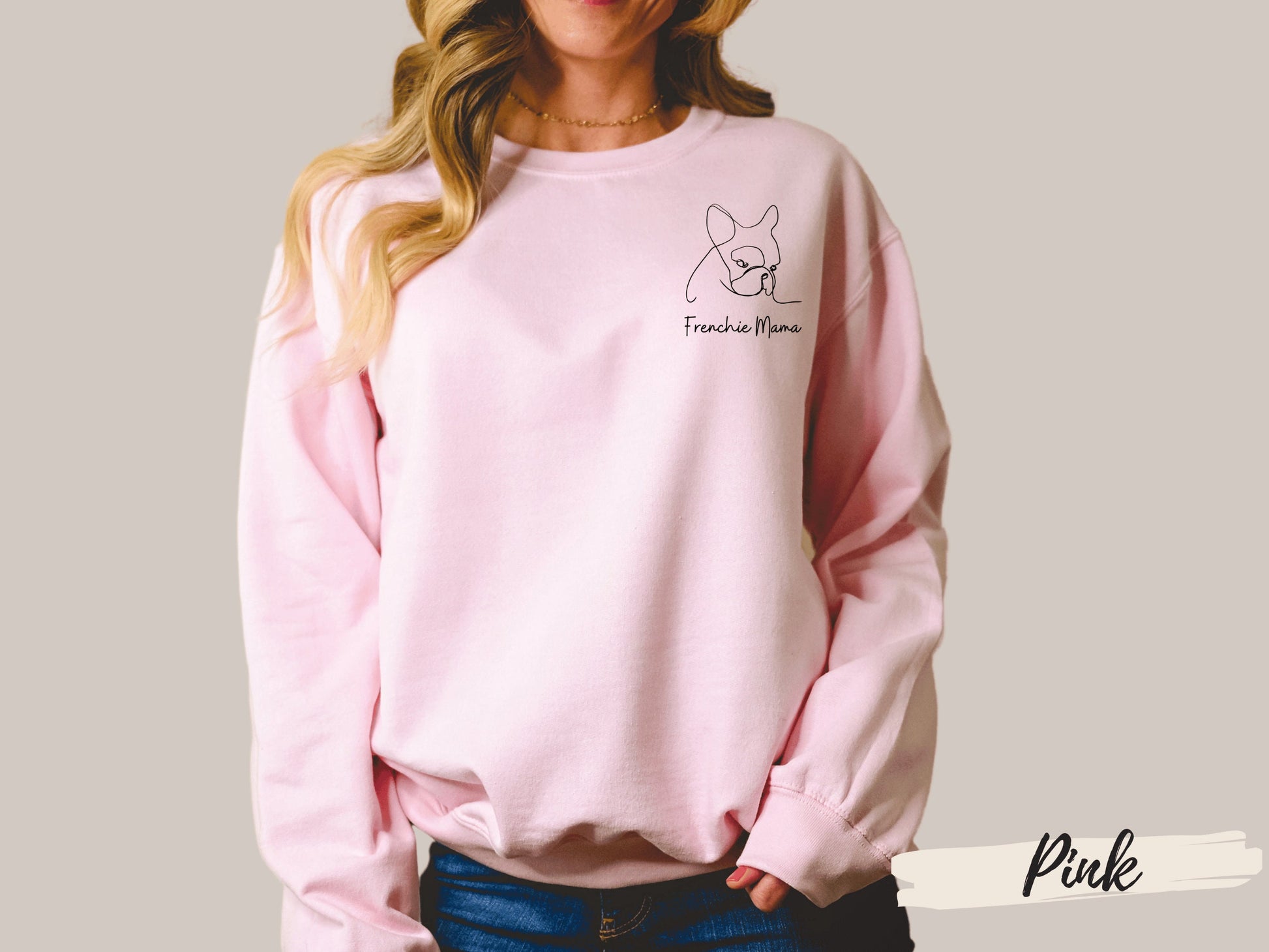 Frenchie Mama Pocket Sweatshirt, French Bulldog Shirt, Frenchie Mom, Bulldog Mom, Dog Mom Shirt, Gift for Frenchie Lover, Personalized Gift - Mardonyx Sweatshirt Light Blue